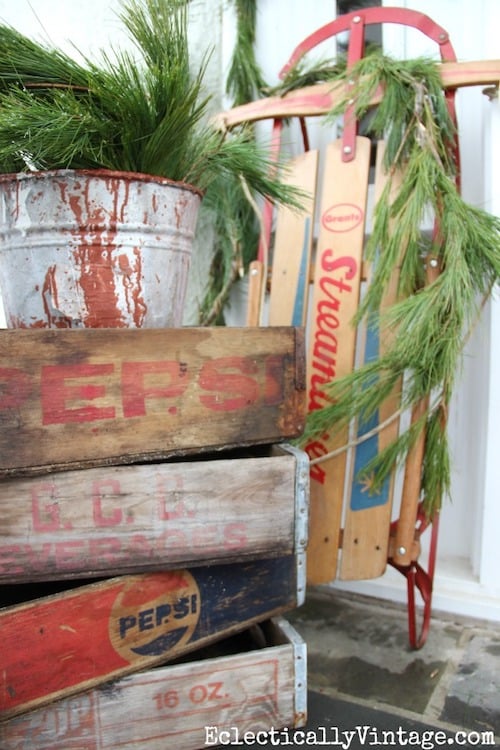 Old Soda Crate Christmas Porch