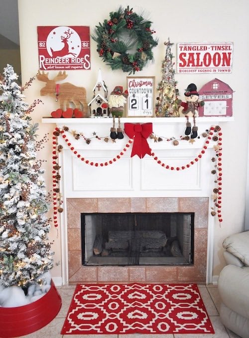 DIY Vintage Signs and Christmas Mantel