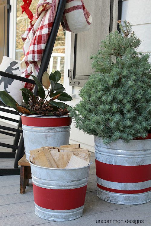 DIY Vintage Stripe Aged Galvanized Buckets