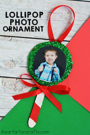 Lollipop Photo Christmas Ornament craft for kids