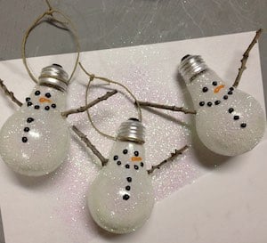 Snowman light bulb Ornament