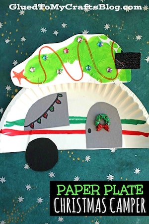 Paper Plate Christmas Camper craft for kids
