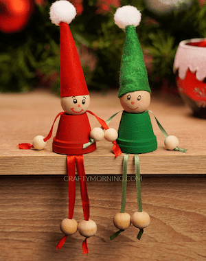 Sitting Flower Pot Elves Christmas craft to sell