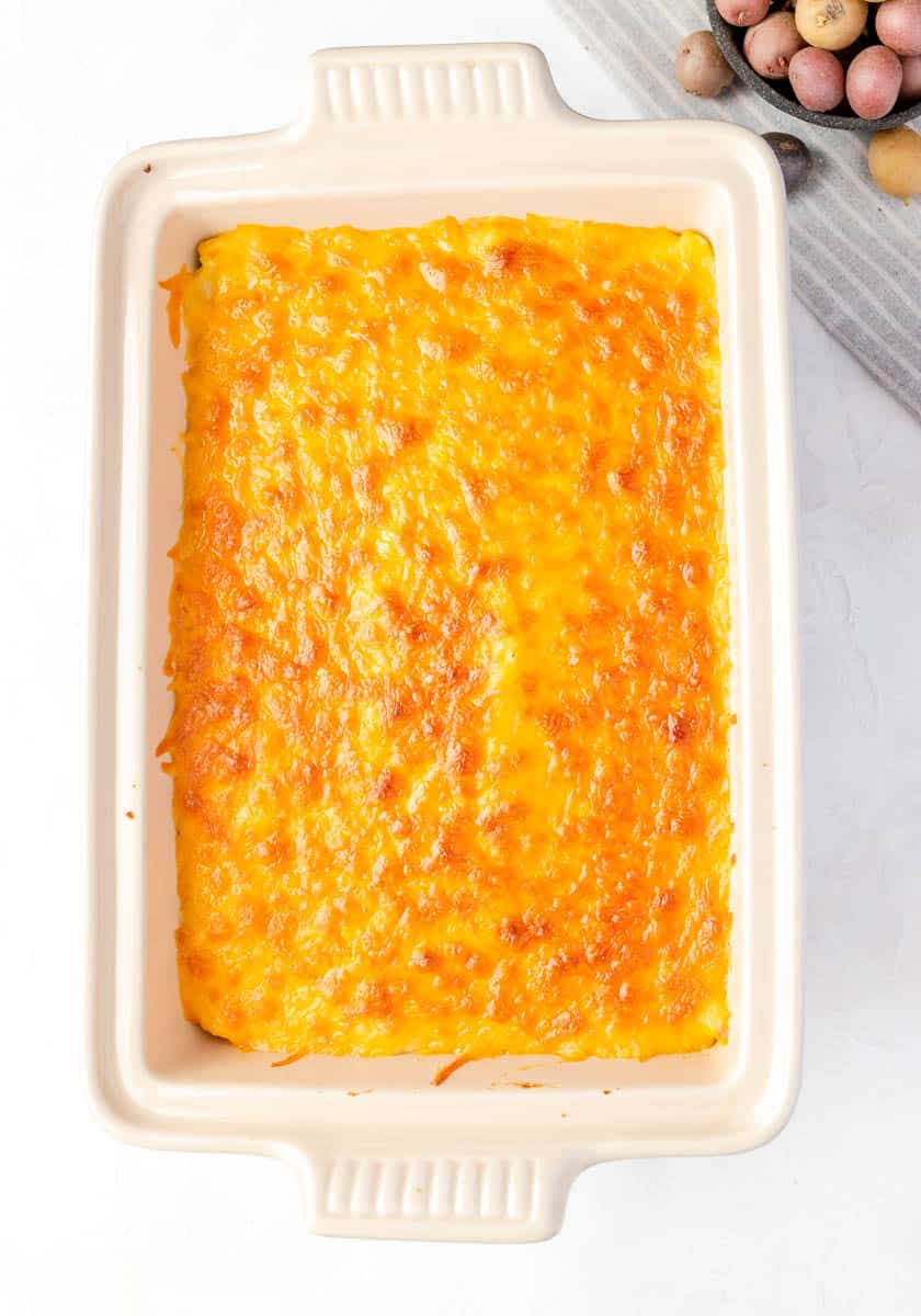 beef shepherds pie in a casserole dish