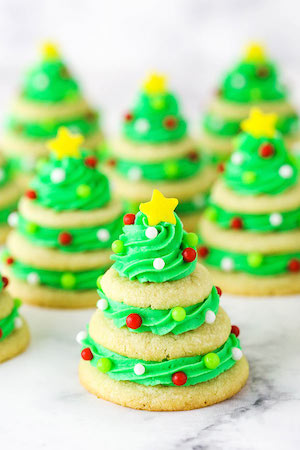 Stacked Christmas Tree Sugar Cookies