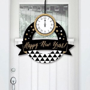 new years wreath front door decoration