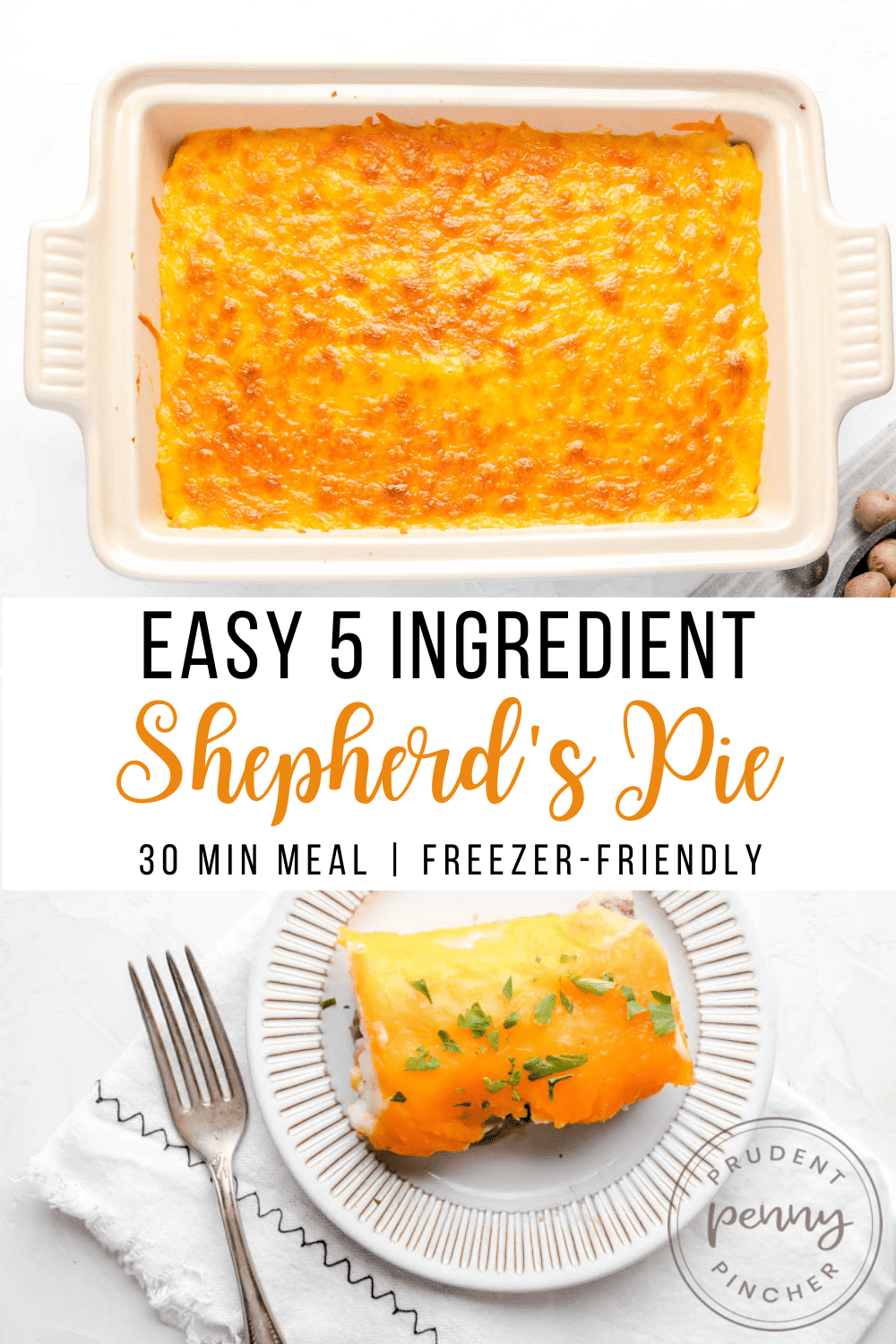  easy shepherd's pie in a casserole dish and served on plate