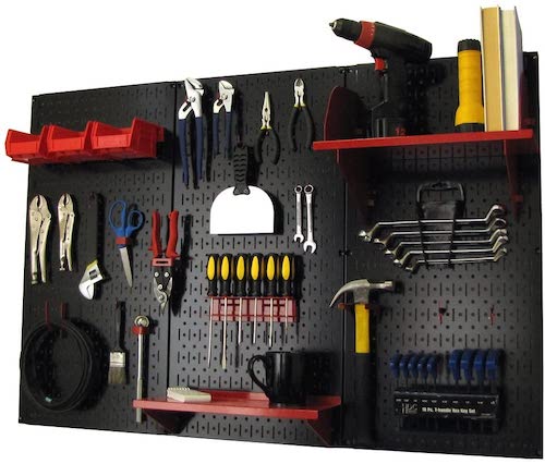 wall mounted Pegboard tool garage organization idea