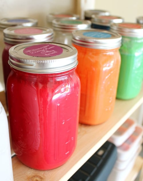 Leftover Paint Storage in Mason jars
