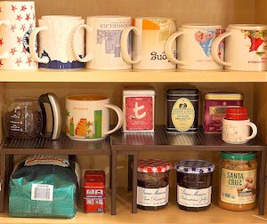 Stackable shelves for kitchen cabinet organization