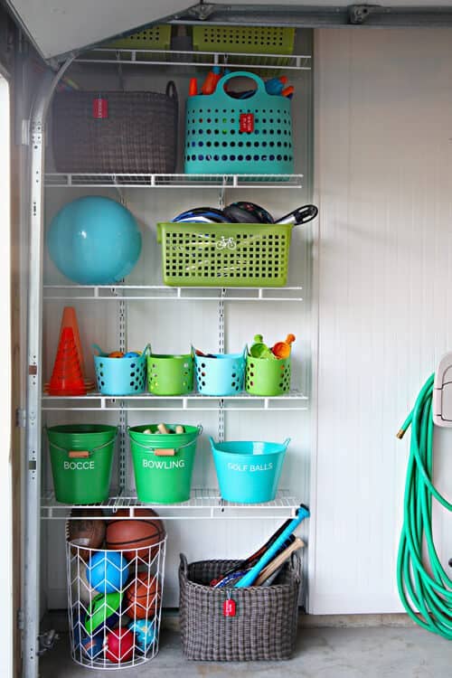 Outdoor Toy Storage using ventilated shelving 