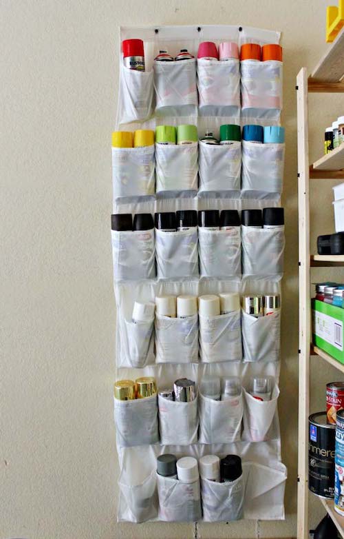 Over the Door Hanger Spray Paint Organization idea