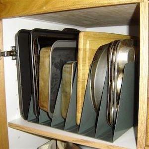 Vertical Baking Pans kitchen cabinet organization