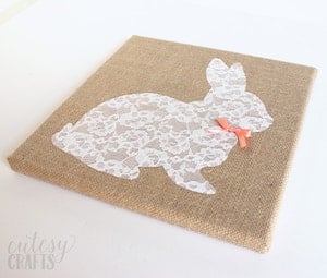 lace bunny canvas craft for adults