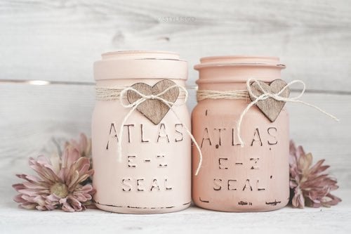 Latex Painted Mason Jars valentine craft for adults