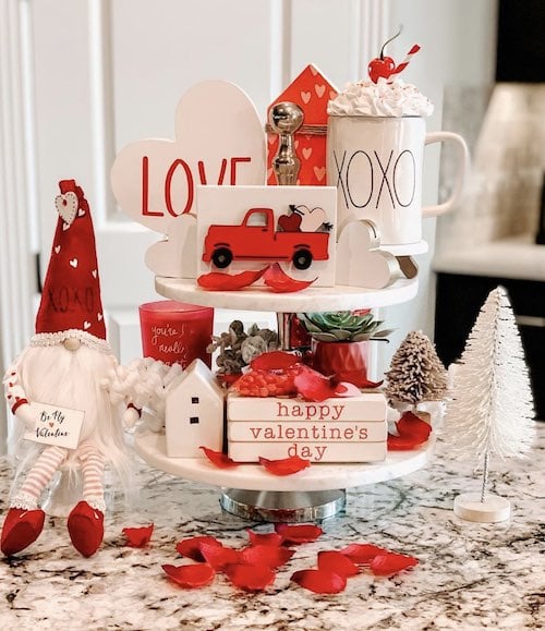 30 Tiered Tray Valentine S Day Decor Ideas Prudent Penny Pincher