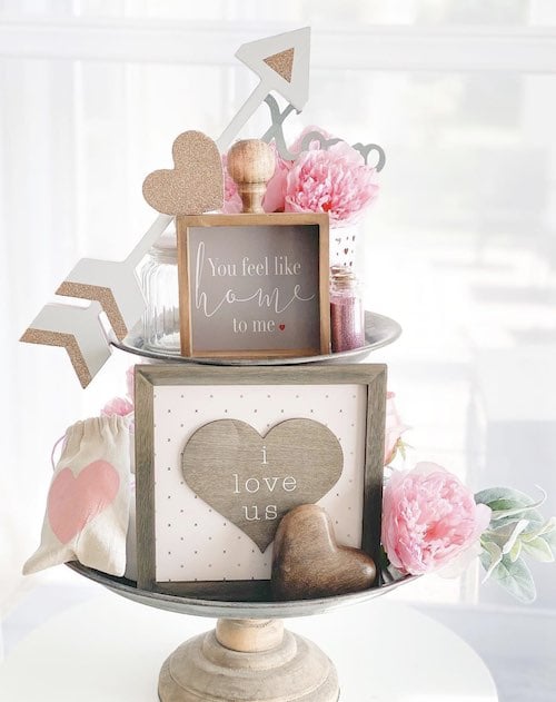 Valentine's Day tiered tray decor