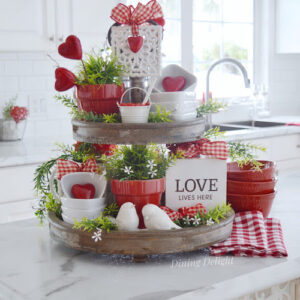 Valentine's Day tiered tray decor