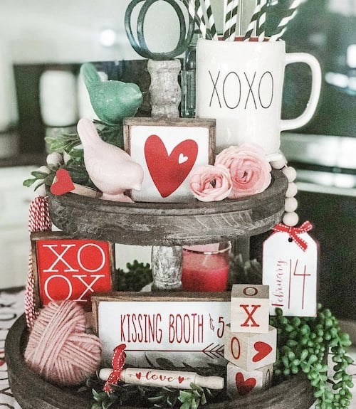 30 Tiered Tray Valentine S Day Decor Ideas Prudent Penny Pincher