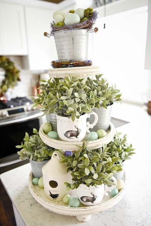 spring 3 tiered tray easter centerpiece