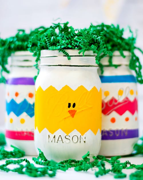 Easter decorated Mason Jars