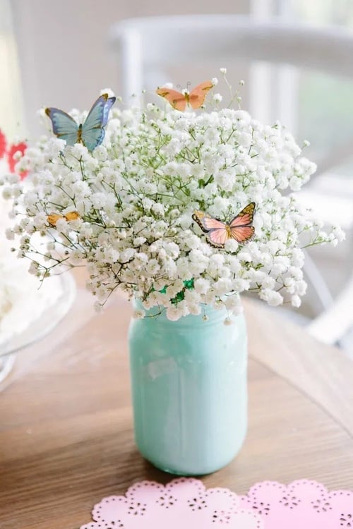 Baby’s Breath & Butterflies Mason Jar