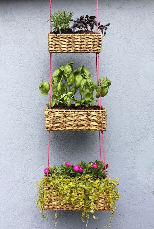 Cesta colgante vertical para jardín