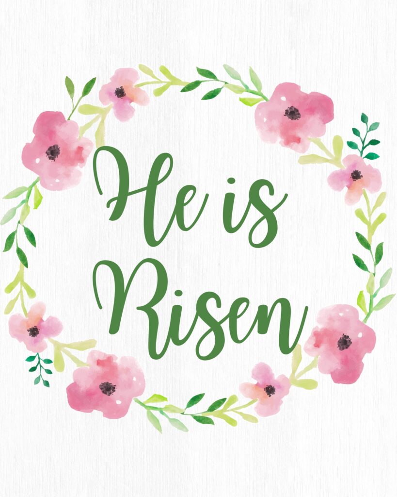 He is Risen floral wreath art