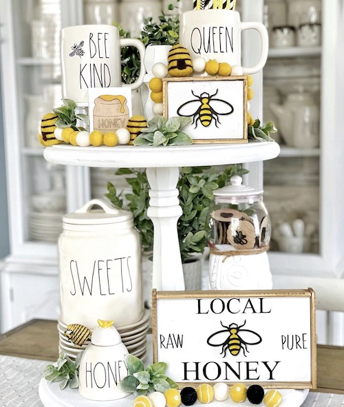 Dining Delight: Bee Themed Tiered Tray Decor