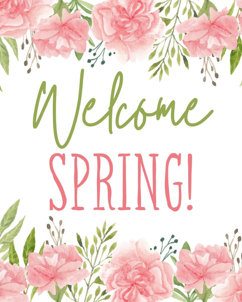 welcome spring floral border design