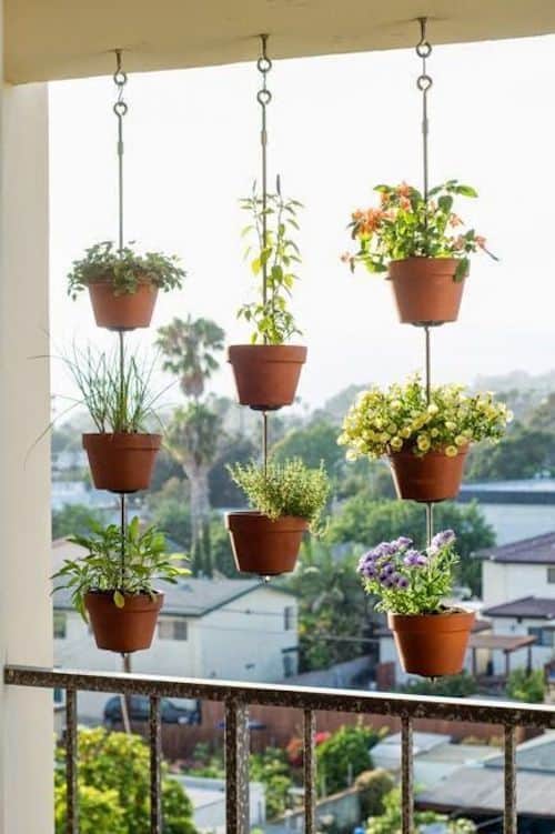 Clay Pots Vertical Garden for Balcony