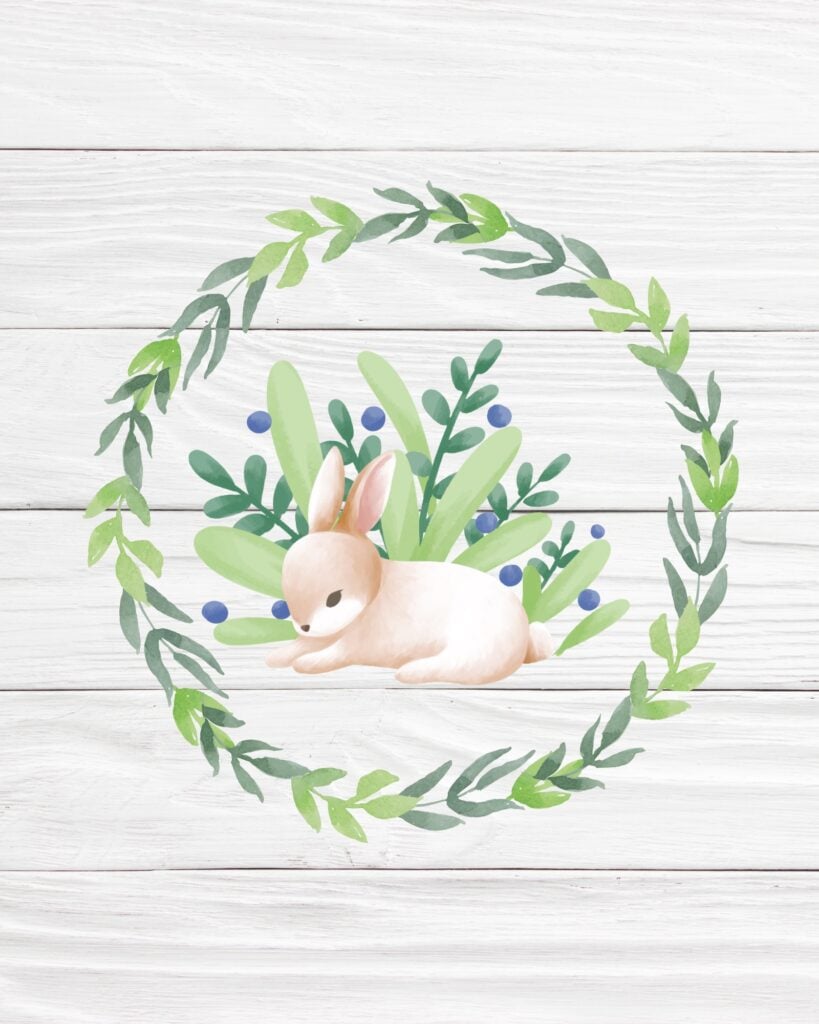 Watercolor Easter Bunny Art printable easter decoration