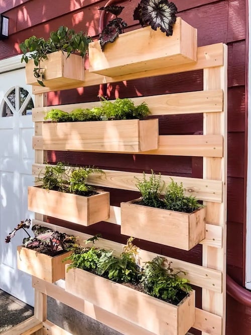 Jardineras de jardín de pared vertical de madera