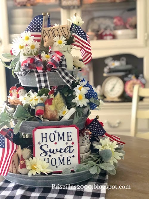 Red, White, and Blue in the Tiered Tray 