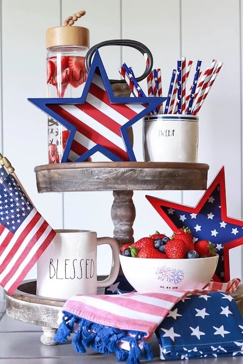 Vintage 4th of July  Tiered Tray