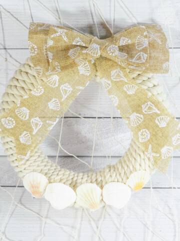 coastal rope wreath with burlap bow