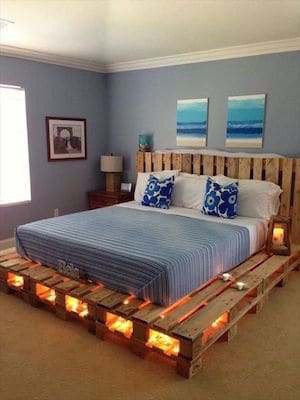 Lighted Pallet Bed Frame furniture