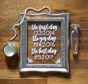 picturer frame wedding sign