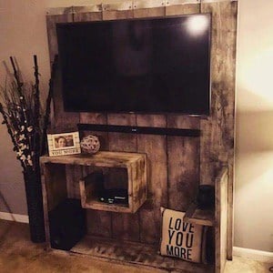 Pallet TV Mount and Shelving furniture