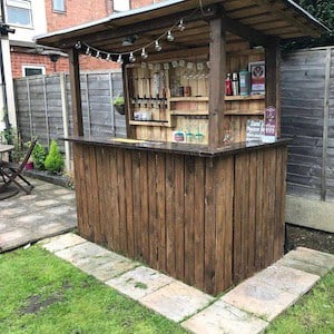 Outdoor Bar Made with Wood Planks