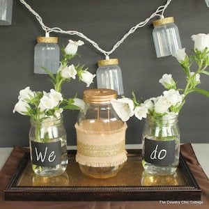 rustic glam mason jar wedding centerpiece