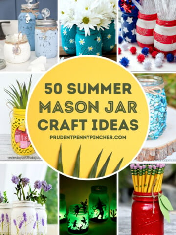 collage of various summer mason jar crafts