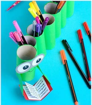 Popsicle Stick Desk Organizer - Easy Crafts For Kids