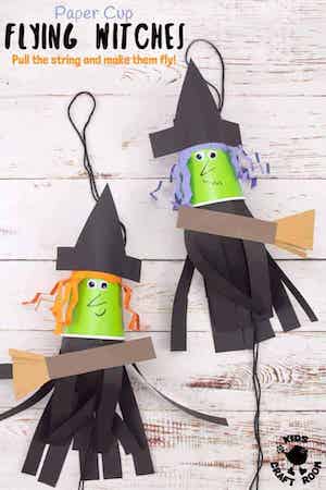 Flying Paper Cup Witches