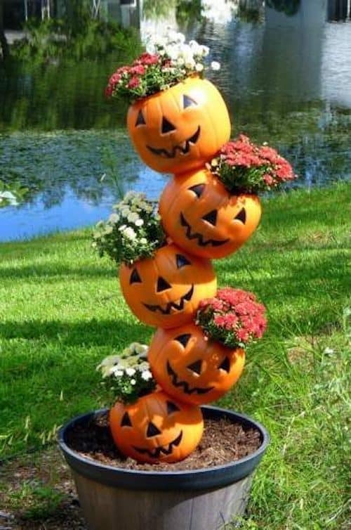 tipsy pumpkin garden autumn decoration