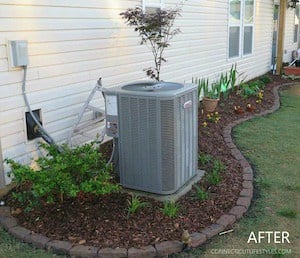 mulching and edging around air conditioner