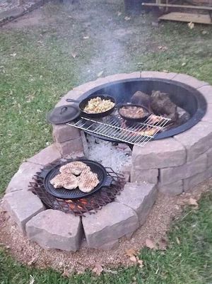 double fire pit with cooking area
