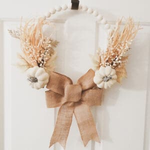 wood bead fall wreath front door decoration