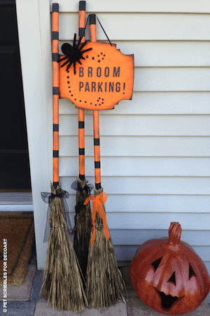 broom witch parking halloween display for porch