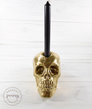 gold skull halloween party candleholder centerpiece 